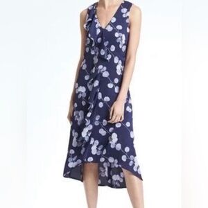 Banana Republic Navy and White Asymmetrical Dress